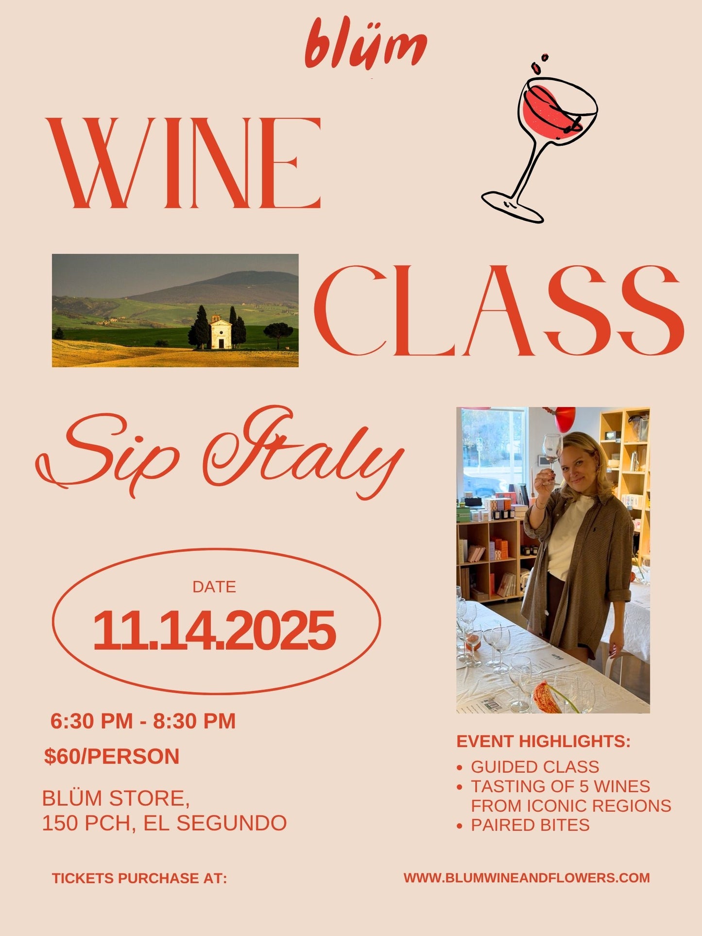 Wine class "Sip Italy" with Julia 11/14/2025