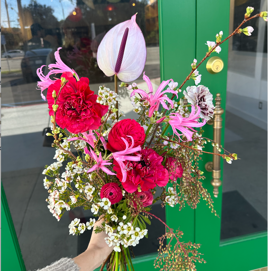 Designer's Choice bouquet in a glass vase